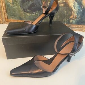 Gucci Black Leather Heels, Vintage